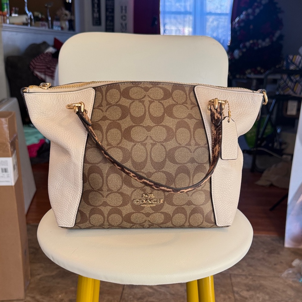 Coach Tan and Cream Shoulder Bag
